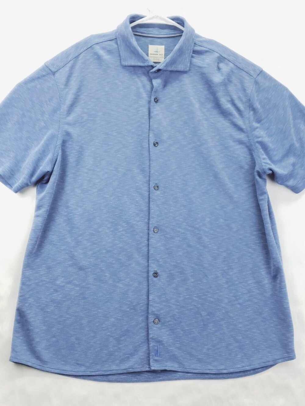 Jonnie O Hangin Out Shirt Mens XL Blue Short Sleeve Classic Button-Up *flaws